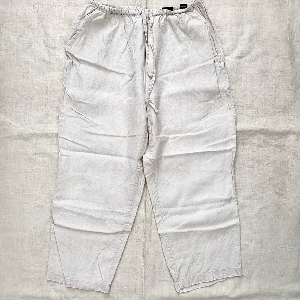 VTG Pure Linen Drawstring Ankle Lounge Pants